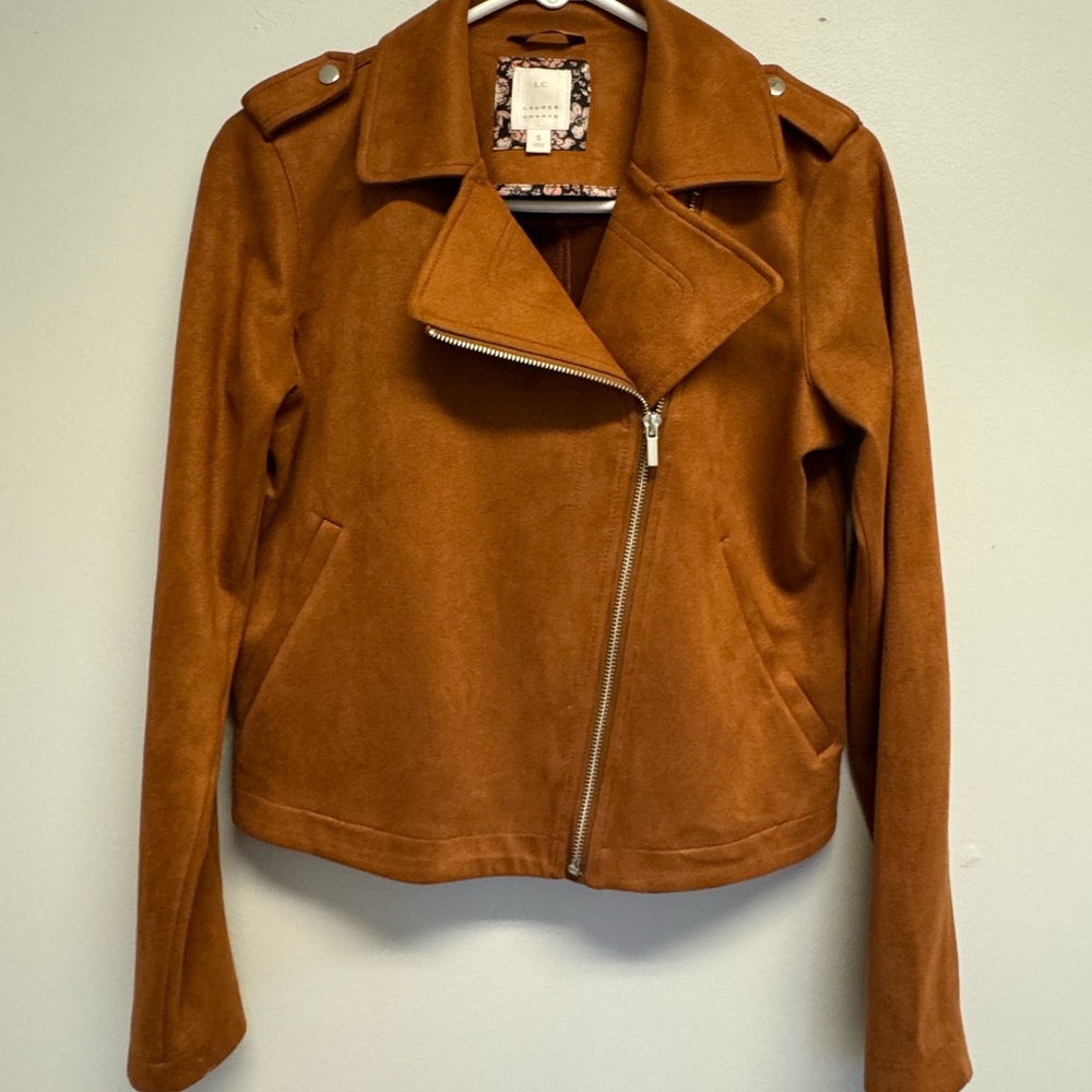 LC Lauren Conrad Women's Tan Brown Faux Suede Jacket